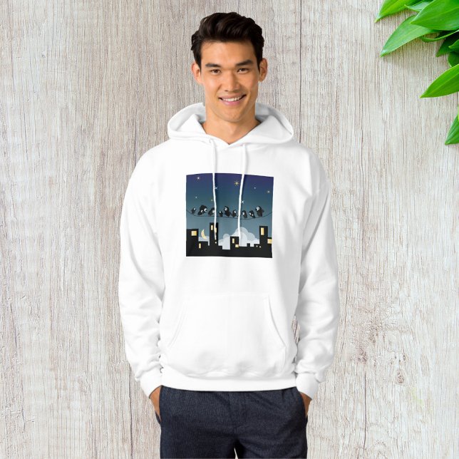 City Birds On A Wire Starry Sky Hoodie (Creator Uploaded)