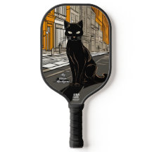 City Black Cat Personalised Pickleball Paddle
