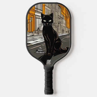 City Black Cat Personalised Pickleball Paddle