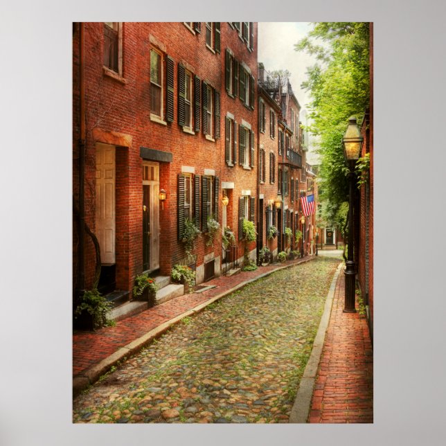 City - Boston MA - Acorn Street Poster (Front)