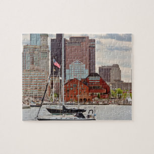 City - Boston Ma - Harbour walk skyline Jigsaw Puzzle