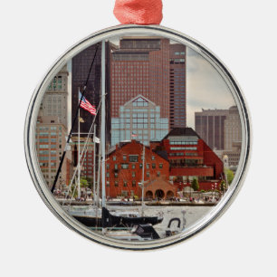 City - Boston Ma - Harbour walk skyline Metal Tree Decoration