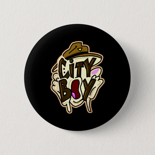 City boy meme  6 cm round badge (Front)