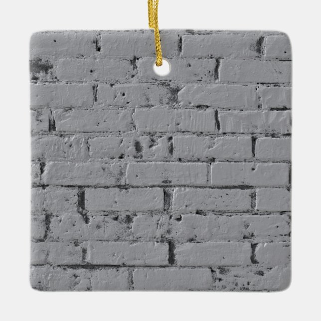 City Brick Wall Painted White  Ceramic Ornament (Front)