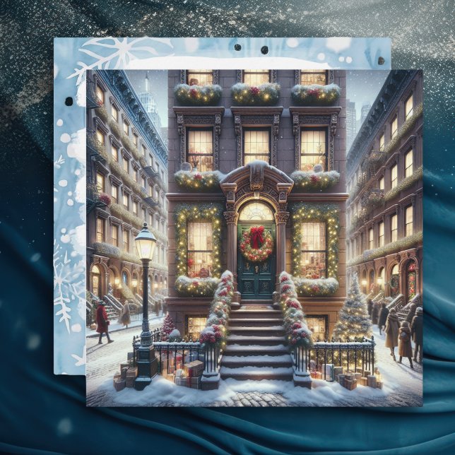 City Brownstone at Christmas Personalised Holiday Card (Creator Uploaded)