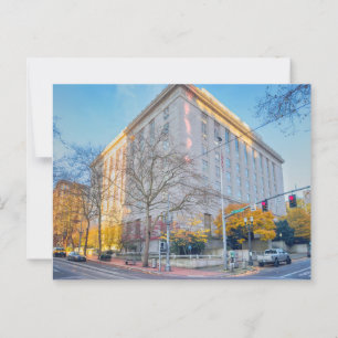 City Building and Street Autumn Trees Postcard
