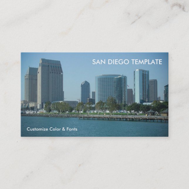 City Buildings and Harbour - San Diego Business Card (Front)