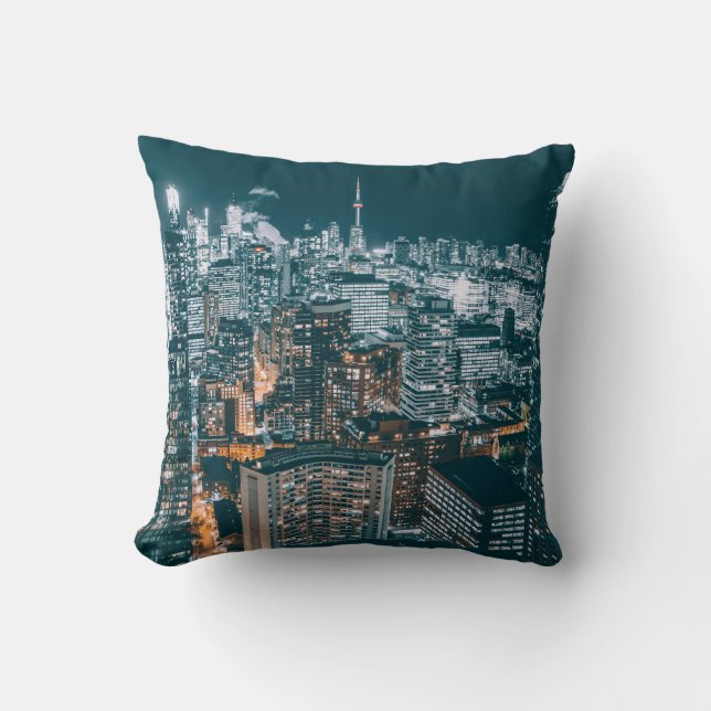 CITY BUILDINGS ON TOP VIEW CUSHION (Front)