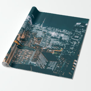 CITY BUILDINGS ON TOP VIEW WRAPPING PAPER