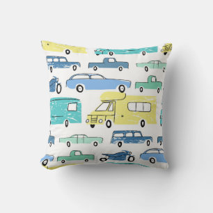 City cars and transport cartoon seamless pattern. cushion