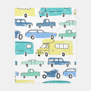 City cars and transport cartoon seamless pattern.  fleece blanket