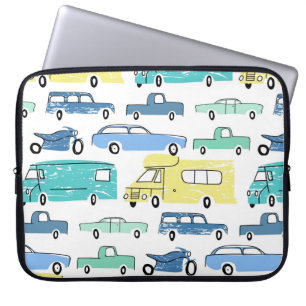 City cars and transport cartoon seamless pattern.  laptop sleeve
