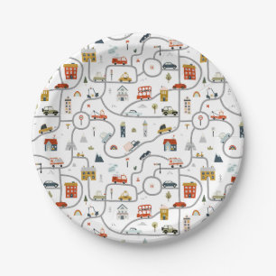 City Cars Birthday Paper Plate