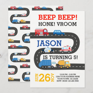 City Cars Invitation, 100% customisable Invitation