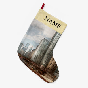City - Chicago, IL -  Building a new city Large Christmas Stocking