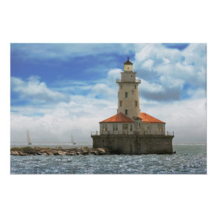 City - Chicago IL - Chicago harbour lighthouse Poster