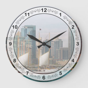 City - Chicago Il - Cruising in Chicago Large Clock