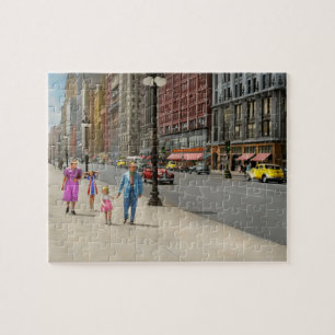 City - Chicago, IL - Family day out 1941 Jigsaw Puzzle