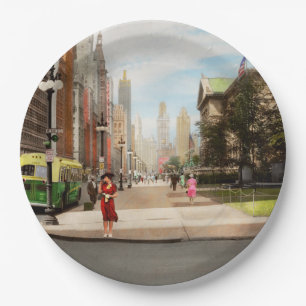City - Chicago IL - The Magnificent Mile 1940 Paper Plate