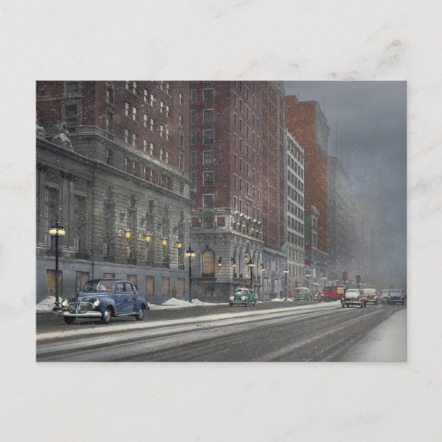 City - Chicago, IL - Wintertime in Chicago 1942 Postcard (Front)