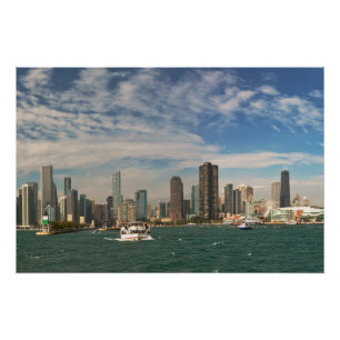 City - Chicago Skyline & The Navy Pier Poster