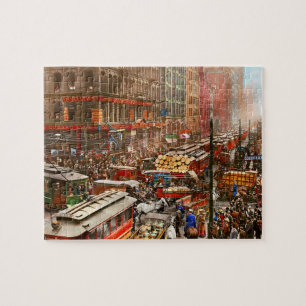 City - Chicago - Traffic jam on Dearborn St 1909 Jigsaw Puzzle