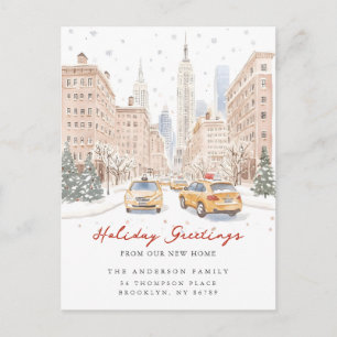 City Christmas New Address Announcement  Postcard