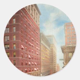 City - Cincinnati, OH - East Fifth and Walnut 1910 Classic Round Sticker