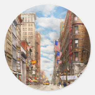 City - Cincinnati, OH - Fourth and Race St 1908 Classic Round Sticker