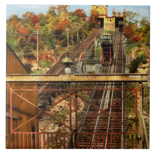 City - Cincinnati OH - Price Hill Incline 1906 Ceramic Tile