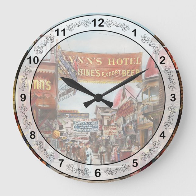 City - Coney Island NY - Bowery Beer 1903 Large Clock (Front)
