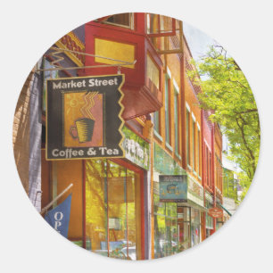 City - Corning NY - Market Street Coffee & Tea Classic Round Sticker