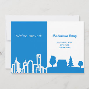 City country blue white moving announcement