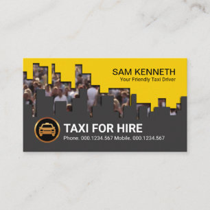 City Crowd Building Block Silhouette Taxi Driver Business Card