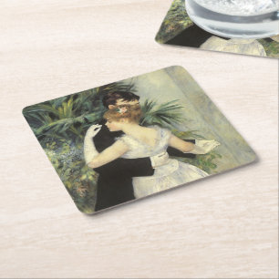 City Dance by Pierre Renoir, Vintage Fine Art Square Paper Coaster