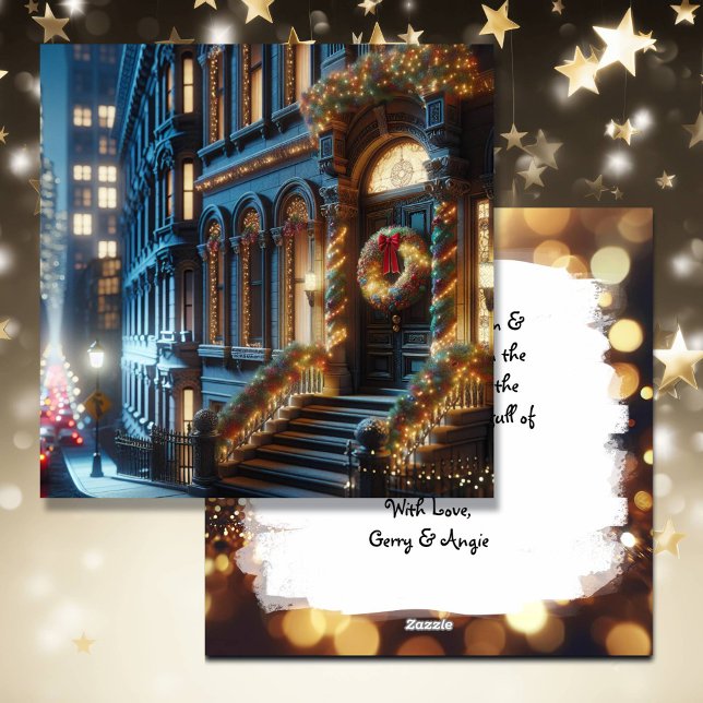 City Downtown Brownstone Building Christmas Holiday Card (Creator Uploaded)