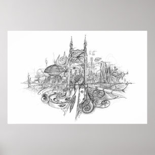 City Drawing Poster