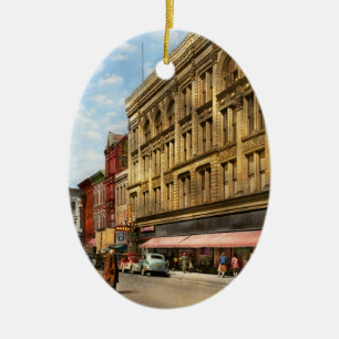 City - Dubuque IA - Main street 1940 Ceramic Ornament