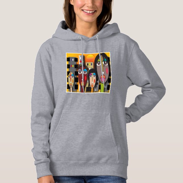 "City Faces" Urban Pop Art Hoodie (Front)