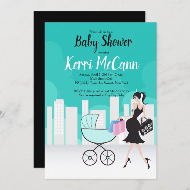 City fashion lady generic Baby Shower Invitation (Front/Back)