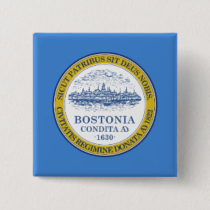 City Flag of Boston (Massachusetts) 15 Cm Square Badge