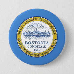 City Flag of Boston (Massachusetts) 7.5 Cm Round Badge