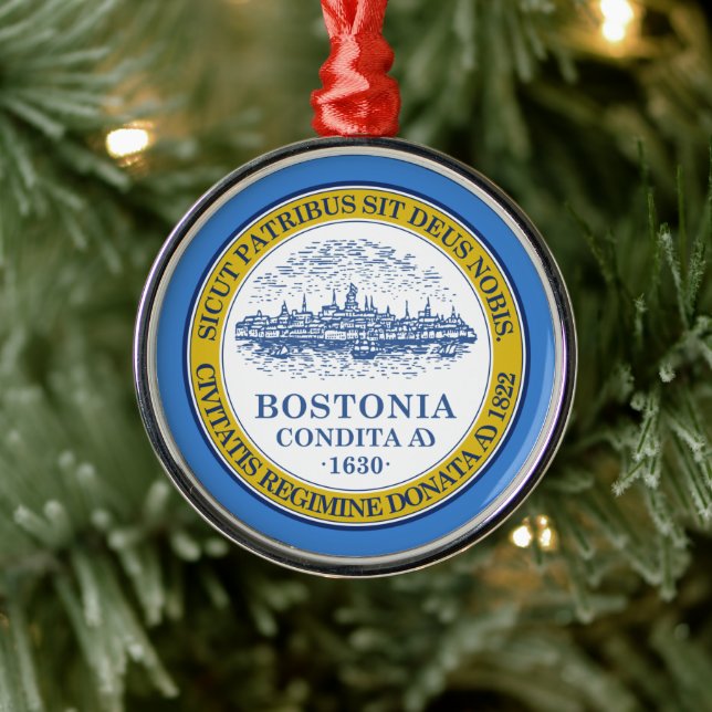 City Flag of Boston (Massachusetts) Ceramic Orname Metal Ornament (Tree)