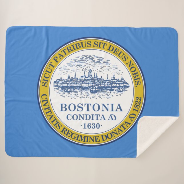 City Flag of Boston (Massachusetts) Sherpa Blanket (Front (Horizontal))