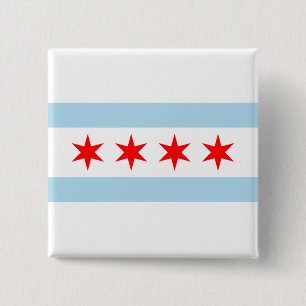 City Flag of Chicago (Illinois) 15 Cm Square Badge