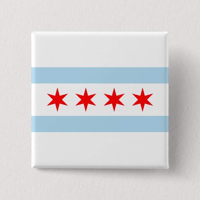 City Flag of Chicago (Illinois) 15 Cm Square Badge (Front)