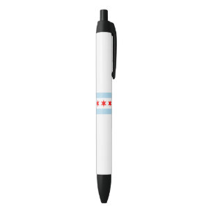 City Flag of Chicago (Illinois) Black Ink Pen