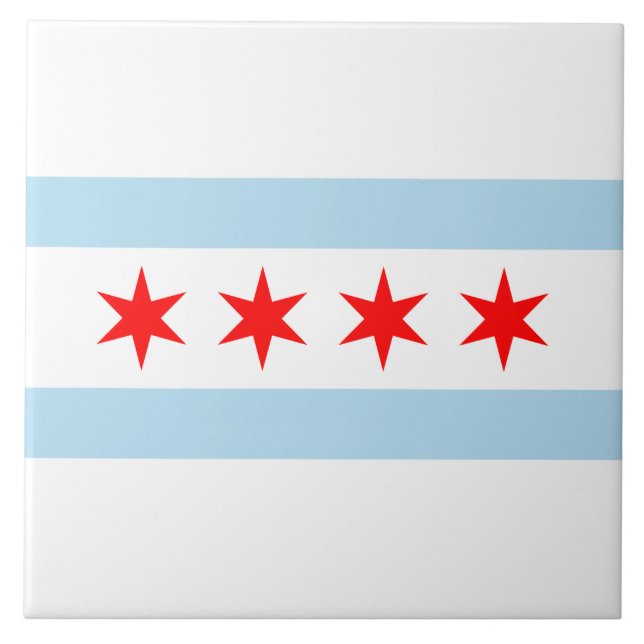 City Flag of Chicago (Illinois) Ceramic Tile (Front)
