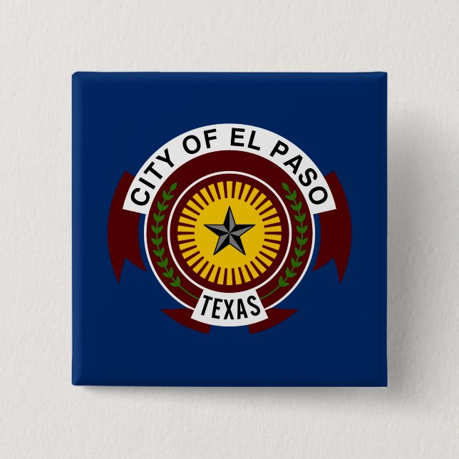 City Flag of El Paso (Texas) 15 Cm Square Badge (Front)
