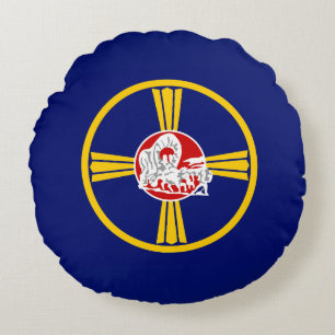 City Flag of Omaha (Nebraska) Round Cushion
